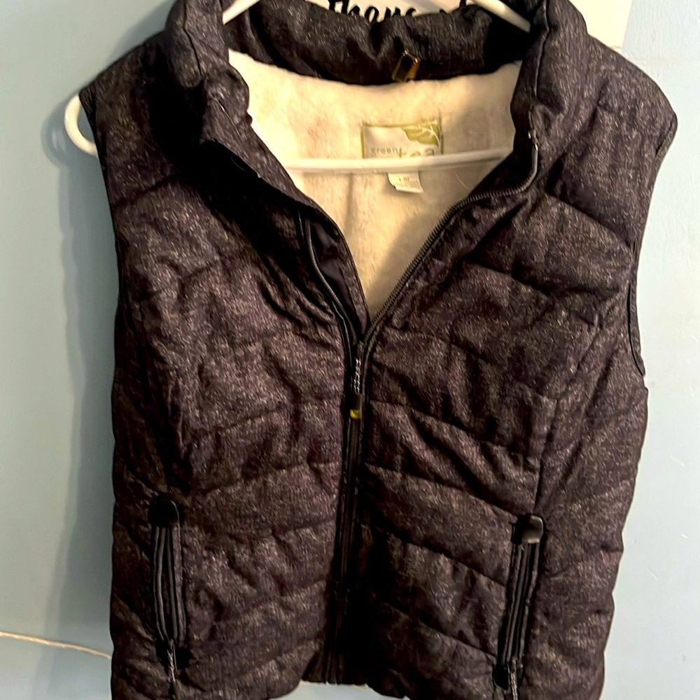 Green tea Sherpa lined vest